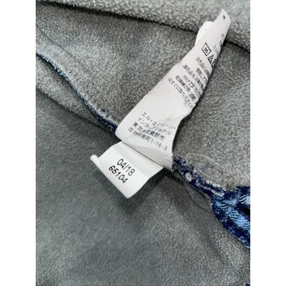 LL Bean Fleece Lined Flannel Hoodie Button Up Kids M 10-12 Blue Plaid - Picture 10 of 11